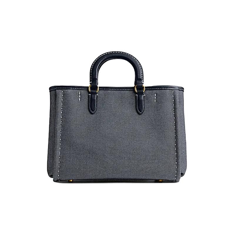 Coach Handbag Reese 28 Solid Color Letter Logo Embroidered Logo Foot Protection Fabric Tote Bag Tote Shopping Bag Shoulder Large Size Women's Dark