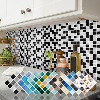 15Pcs 3D Mosaic Waterproof Tile Wall Sticker Kitchen Anti-Oil Bathroom DIY Decor