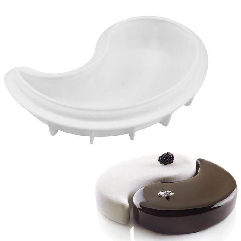 Bílá silikonová forma na pečení francouzských dezertů, silikonová forma srdce a kulatá na pečení dortů, forma na pěnu