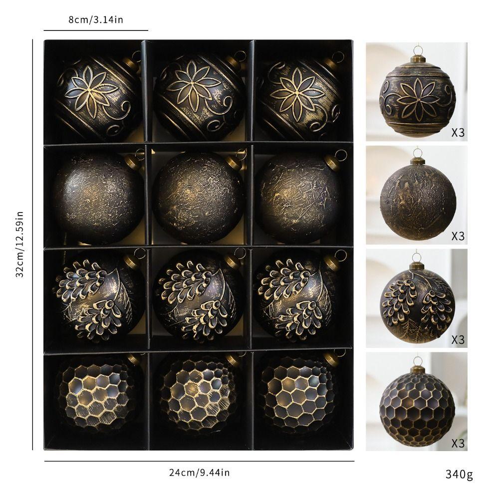 12pcs Shatterproof Christmas Hanging Balls Vintage Xmas Tree Decoration  Home Decor