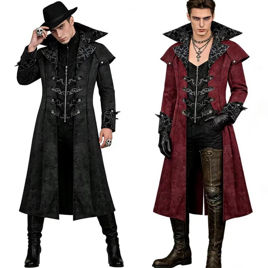 Men's Gothic Medieval Halloween Coat Jacket - Retro European & American Dark Outerwear
