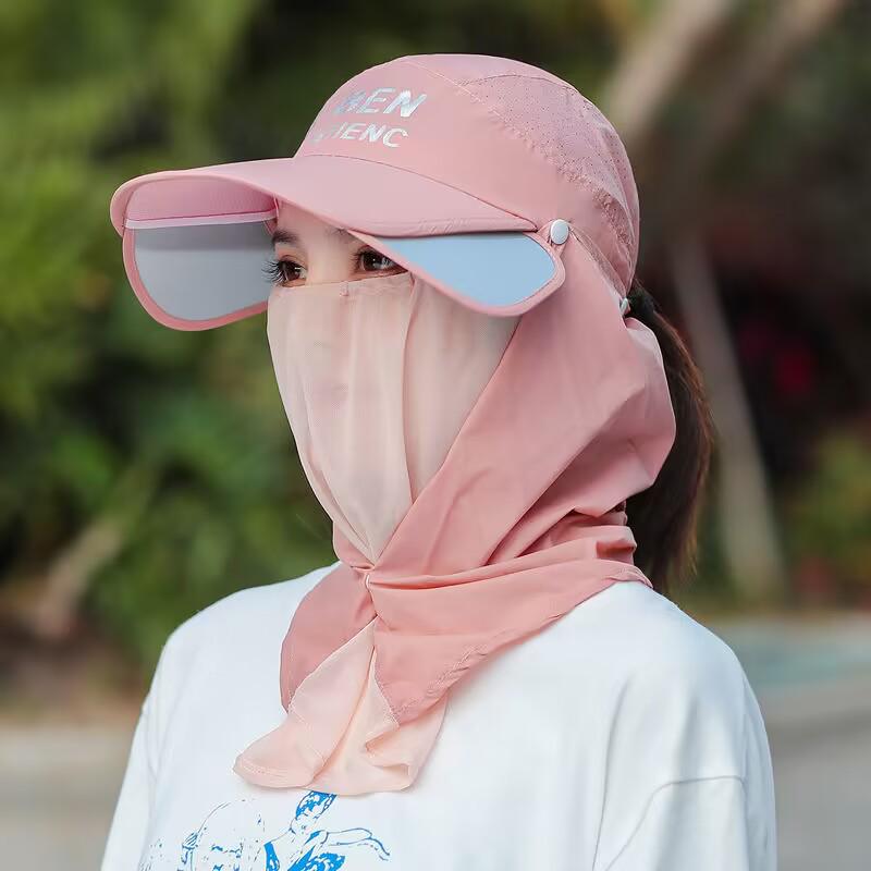 

Women s Summer Sun Hat with UV Protection and Retractable Large Brim, Face Cover, for Outdoor Activities. One Size