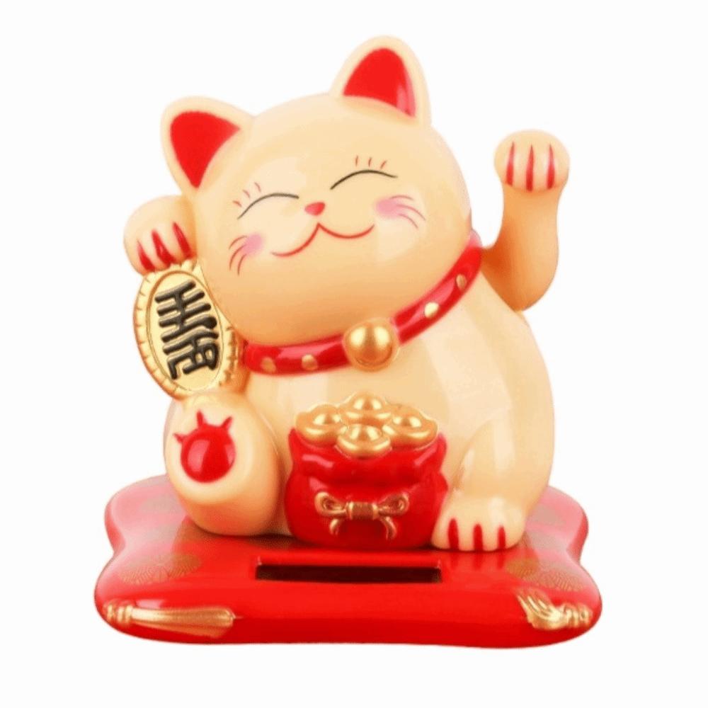 Solar Powered Fortune Cat Figurine Waving Wealth Waving Hand Cat Ornaments  Holiday Gift