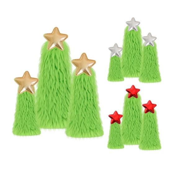 Grüne Plüsch Weihnachtsbaumschmuck Weiche Fellige Weihnachtsdeko mit Sternspitze Feiertags-Tischdekorationen Partyzubehör