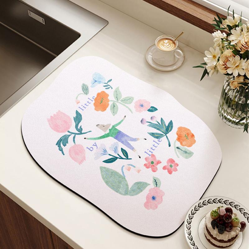 American Retro Light Luxury Kitchen Countertop Drain Pad, Diatom Mud Suction Pad, Quick-drying Washing Table, Sink, Bar Mat