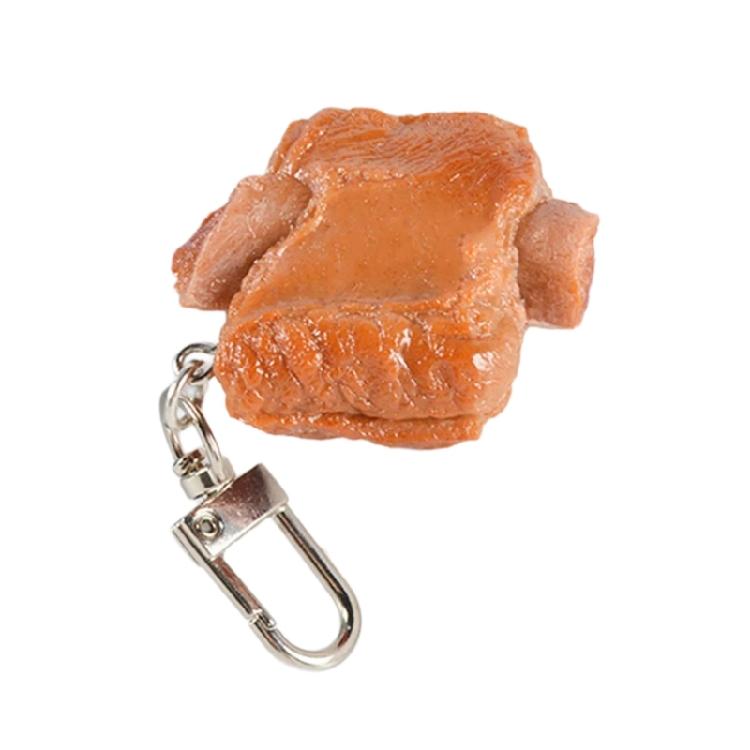 Fashionable Keyring Pork Rib Pendant Keychain Simulated Food Keyrings Jewelry