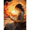 Vintage Read Elegant Girl Book Lovers Poster Women Portrait Oil Painting On Canvas Painting Wall Art Picture for Room Home Decor