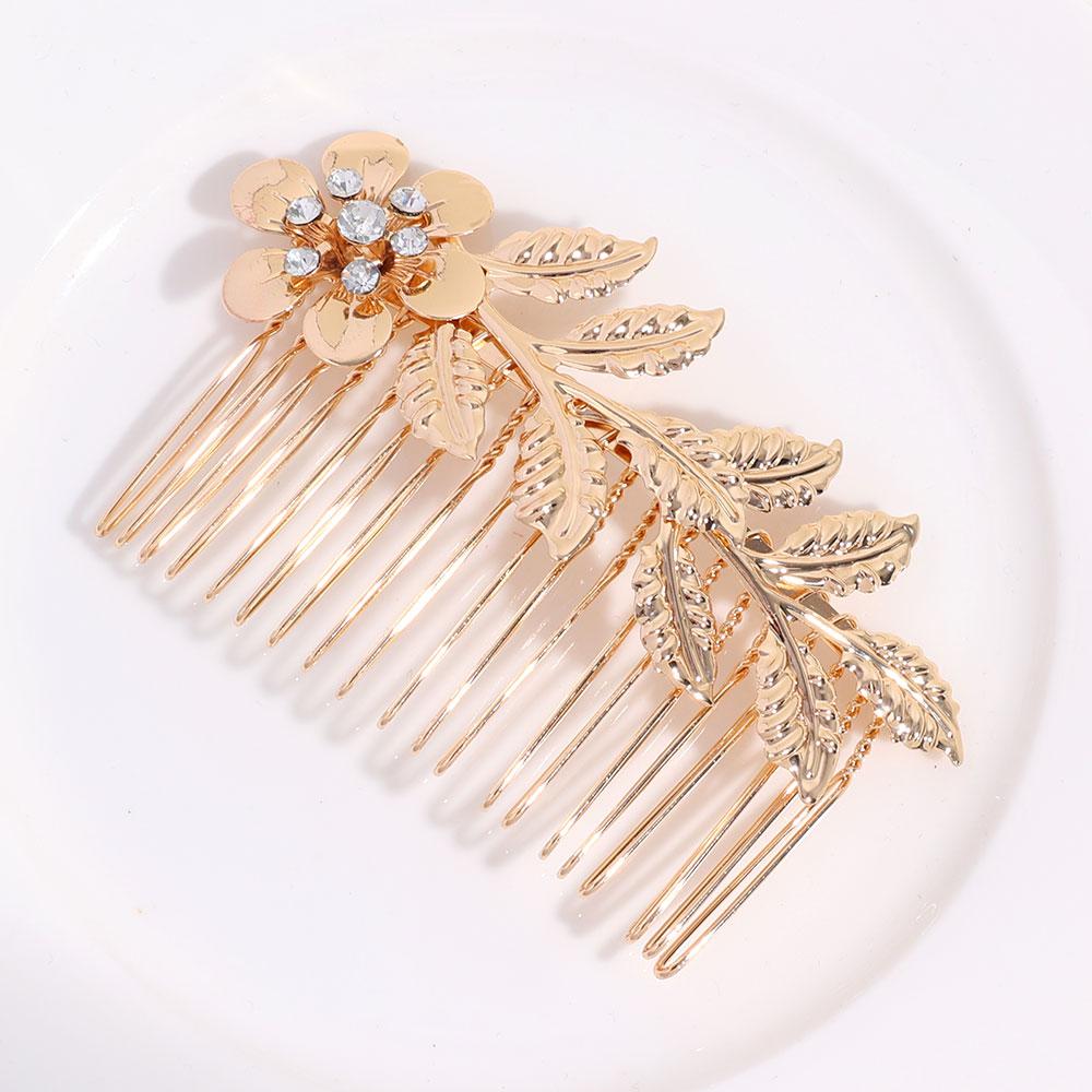 Wedding Hair Accessories Leaf Hair Clips for Women Fashion Crystal Bride Headdress Hairpin Crystal Hair Combs Girls Jewelry Gift