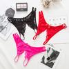 WAKEWAY Sexy Women Open File Lace G String Thongs Low Waist Seamless Female Underpants Comfortable Ladies Fun Underwear