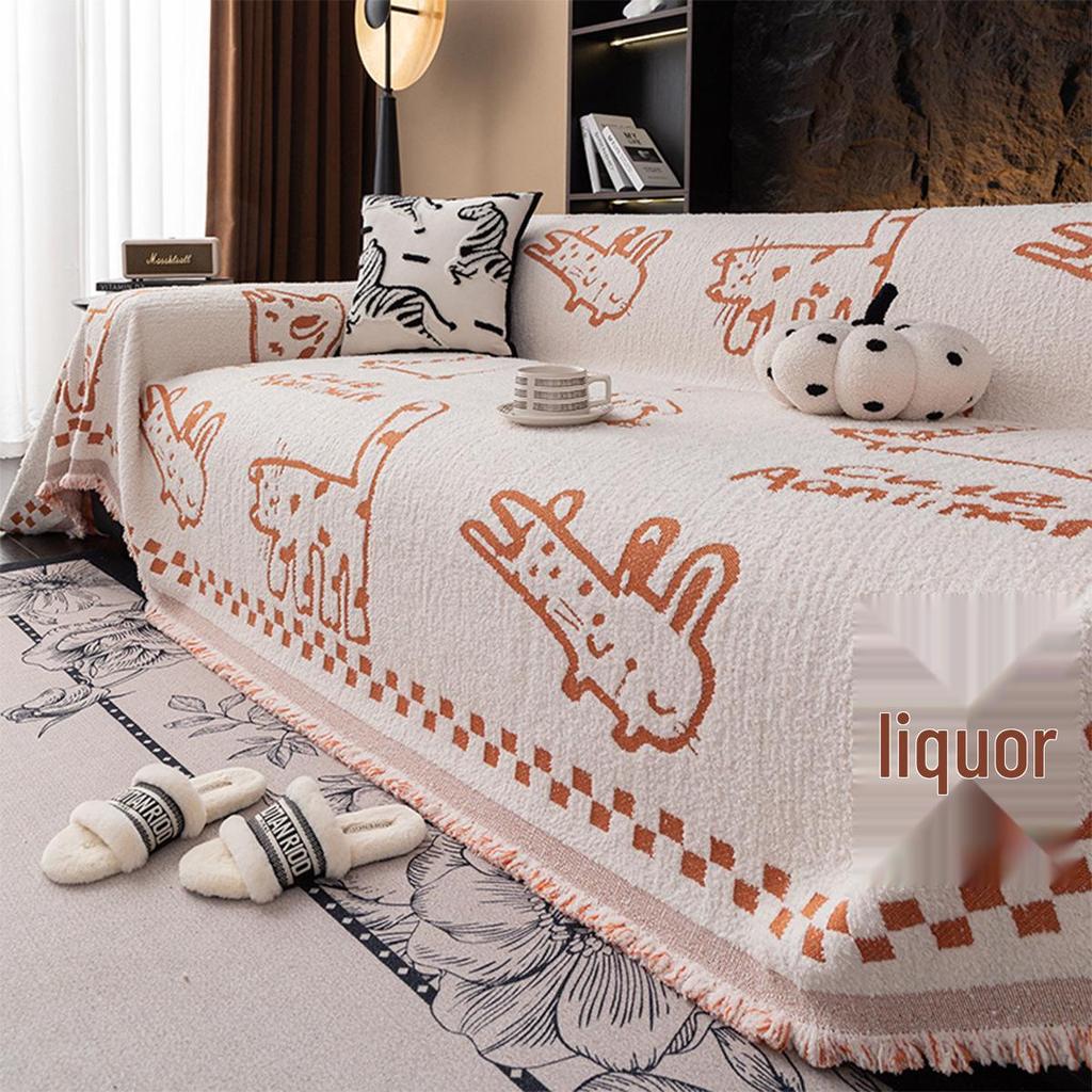 Vier-Jahreszeiten Plüsch Rutschfester Creme Sofaüberwurf