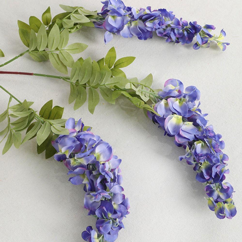 Silk Fabric Artificial Wisteria Branch Shape Fake Flower Vine Wisteria Flower Branch Party Event