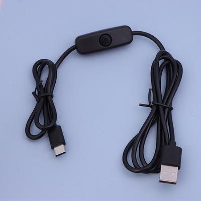 USB auf Typ C Schalterkabel DC 5V 2A Stromversorgung Verlängerungsstromkabel Weiß Schwarz USB auf Typ C Tasterkabel für Lampe Ventilator
