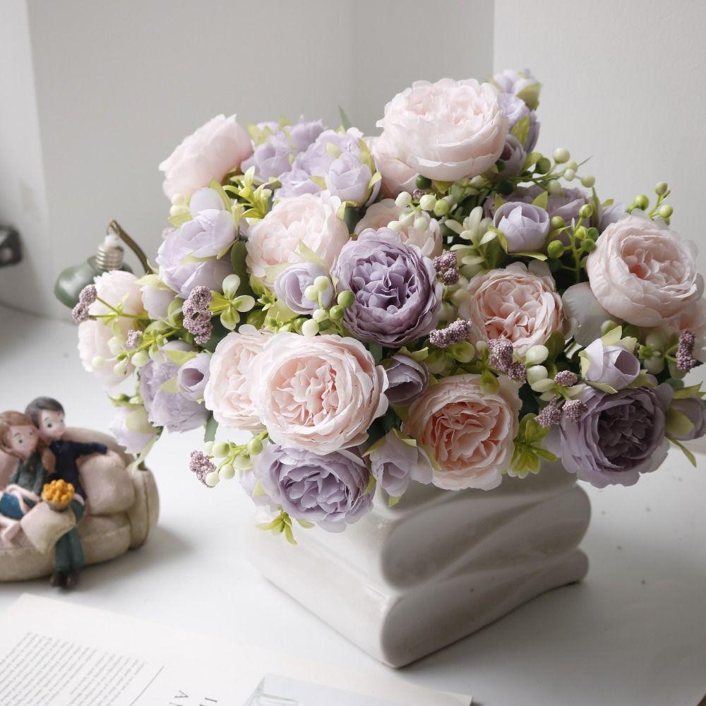 Vases Decoration Artificial Rose Flowers Peony Shape Festival Decoration  Festival Use