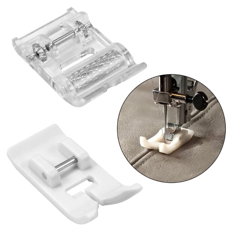Leather Sewing Presser Feet Set for Home Machines, Wheel Foot and Smooth Foot Accessories for Coated Cloth Tasks and Fabric Control