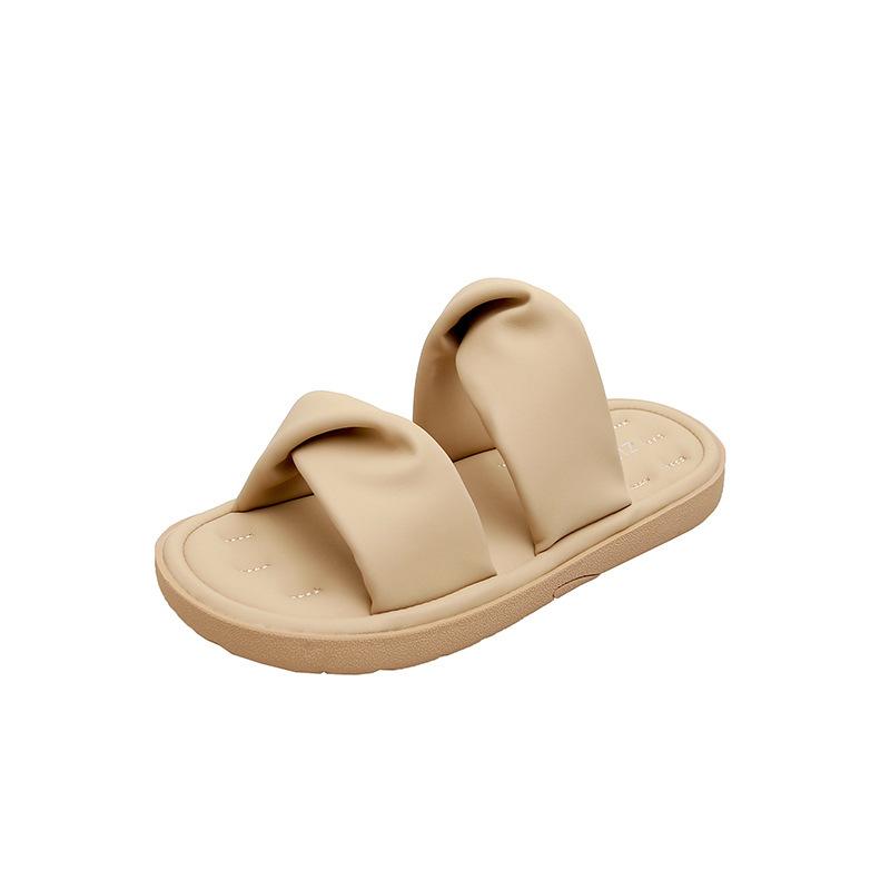 Yuanlitong Step On Shit Feeling Thick-soled Slippers Women Wear High-end Casual Cool Slippers Comfortable Wrinkled Sandals Women