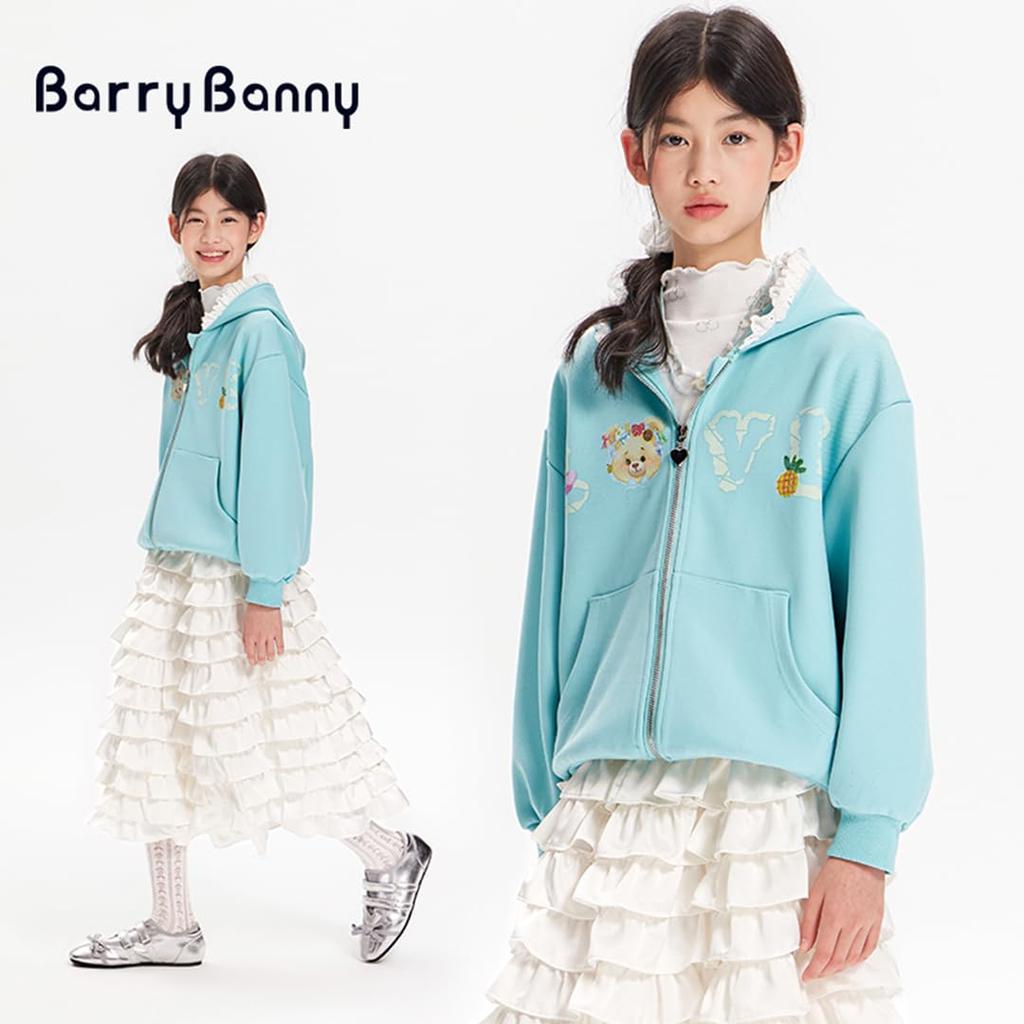 Barry Banny Outerwear for Cotton Blend Hooded Cold Weather Cute Bear Lace Heart Suitable for Elementary and Middle School and Size 160cm Kids' Hoodie,
