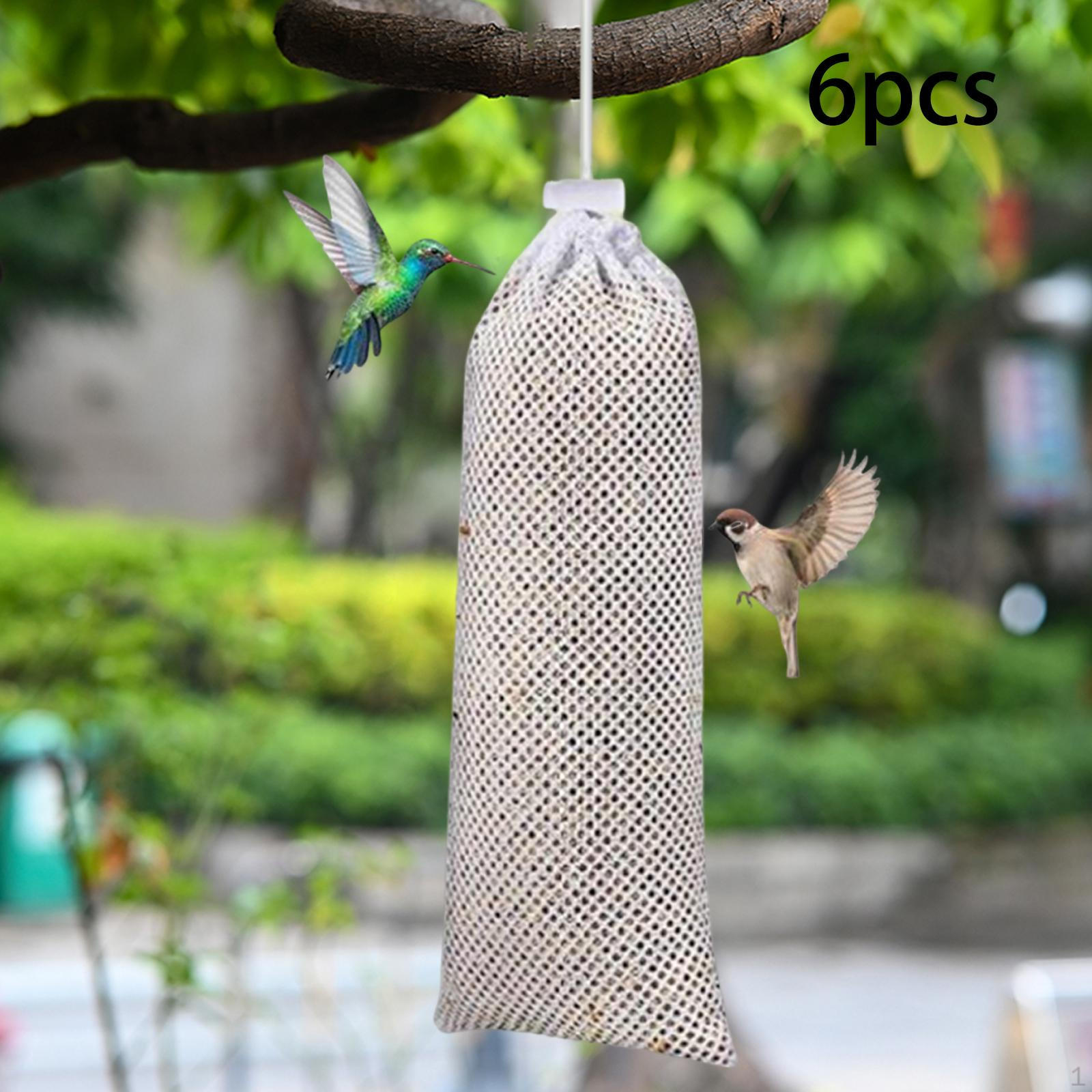 

6 Finch And Feeder Bags, Professional Hanging Net, Garden Bird Feeding Tool. білий