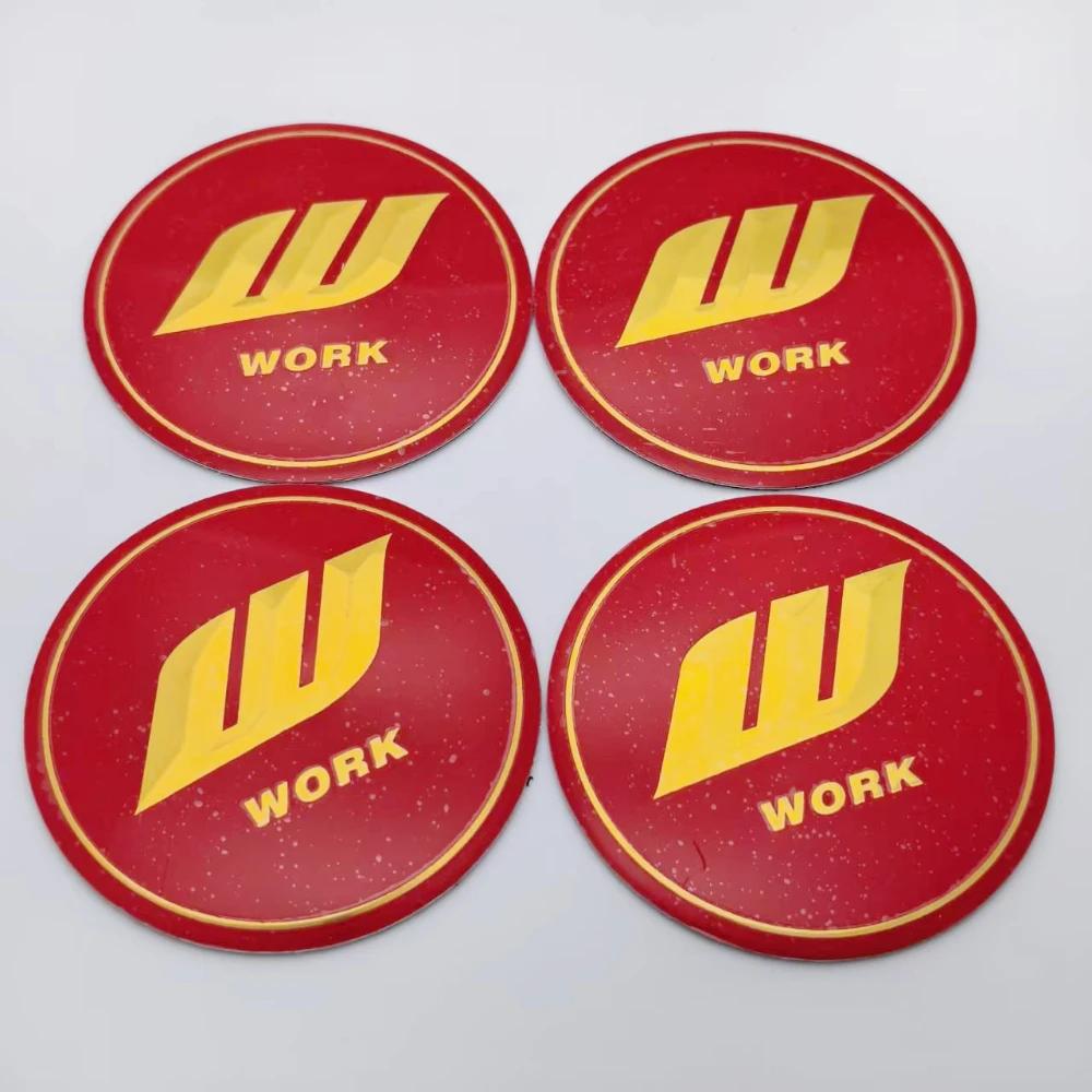 AEN4 4pcs 45mm 50mm 56mm 65mm W Work Logo Badge Car Stickers for Car Wheel Center Caps Emblem Rim Hubcaps Cover Replace Accessories