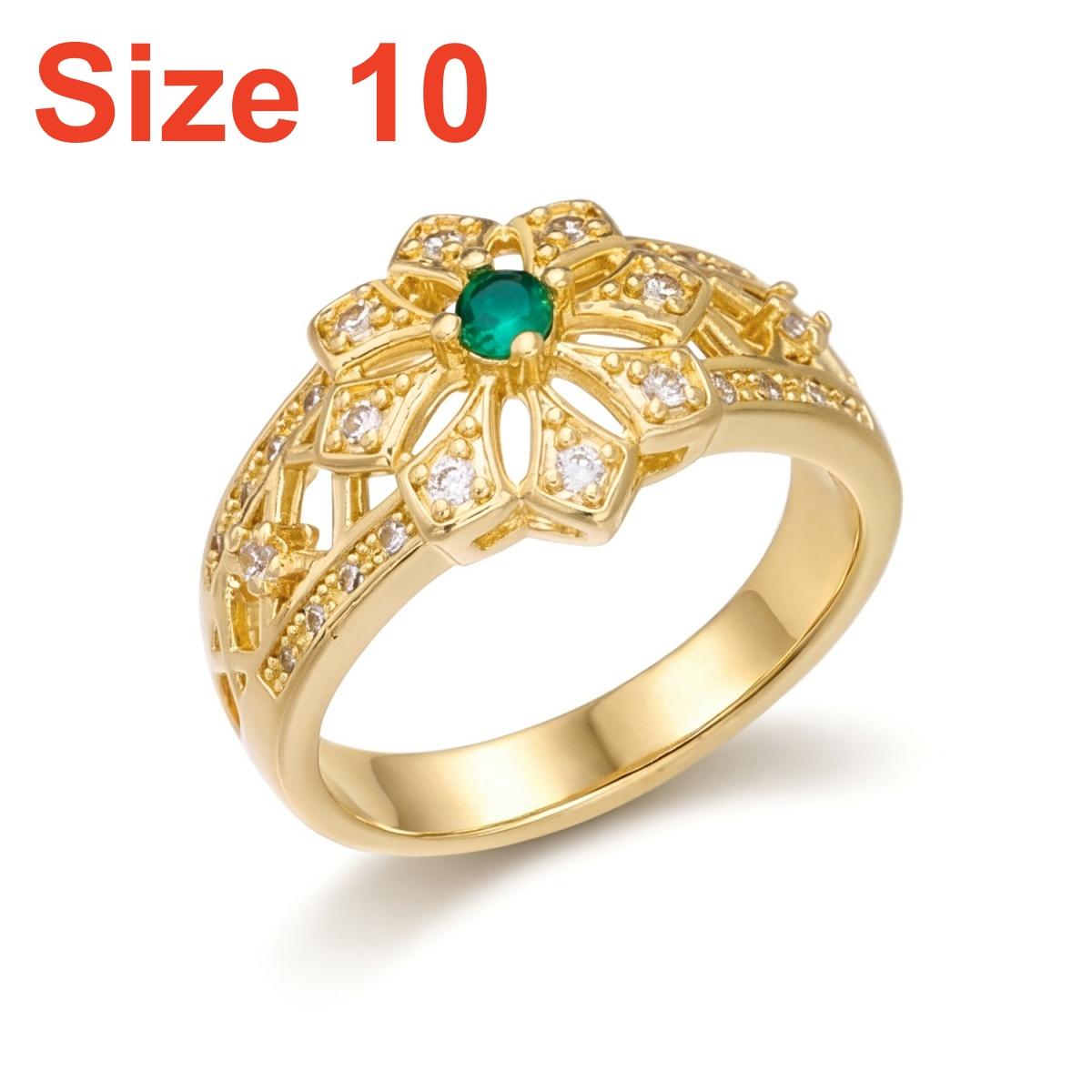 

Elegant Minimalist Flower Brass Inlaid Green CZ Zircon Finger Rings Exquisite Floral Plant Rings Wedding Casual Daily Jewelry