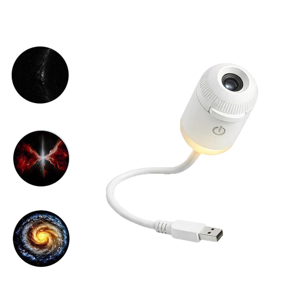 USB Star Projector Night Light with Adjustable Projection Angle and Multiple Galaxy Patterns for Bedroom Decoration and Ambient Lighting