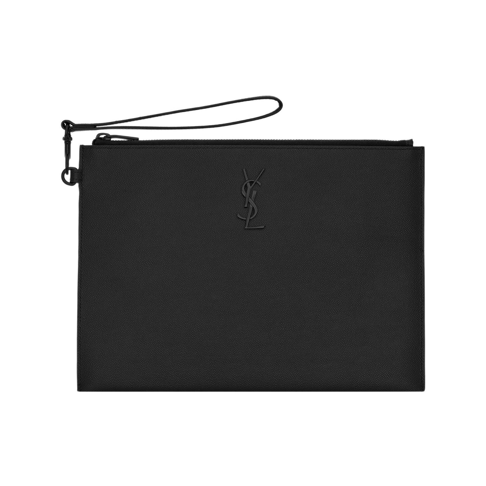 Saint Laurent Zipper Grainy Textured Leather