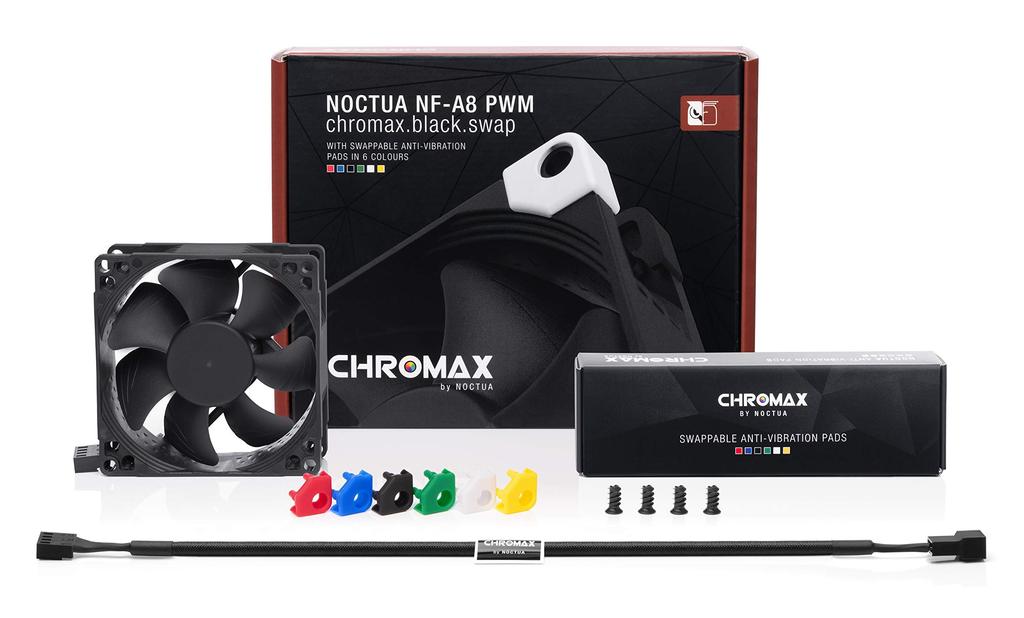 Noctua PWM Premium Tiché Připojení NF-A8 chromax.black.swap, Ventilátor, 4-Pin (80mm, Černá)