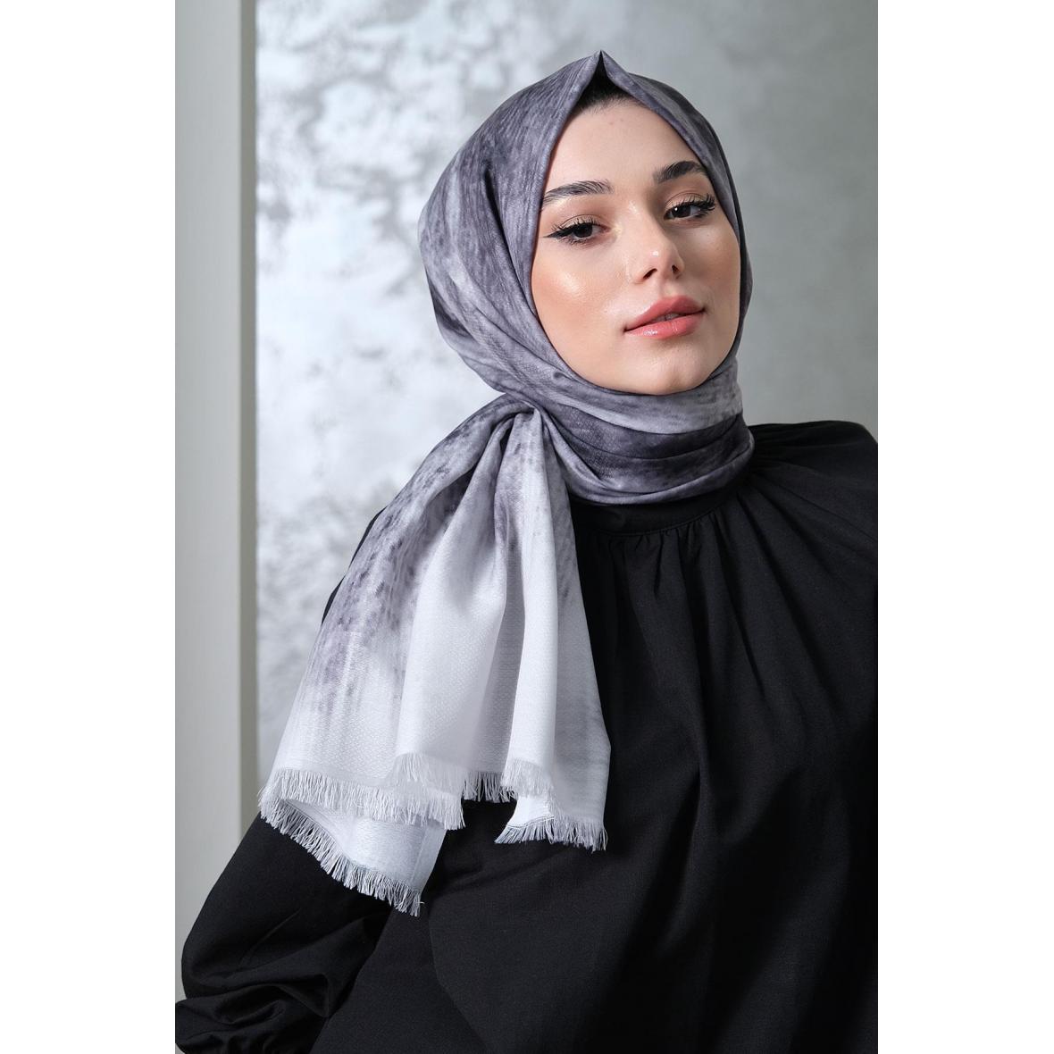 

Шаль из хлопка с узором Afvente копченого цвета