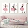 Print Wall Art Pictures Gifts Children Room Home Decor Watercolor Pink Kawaii Girls Poster Nursery Decor Flower Canvas Paintings