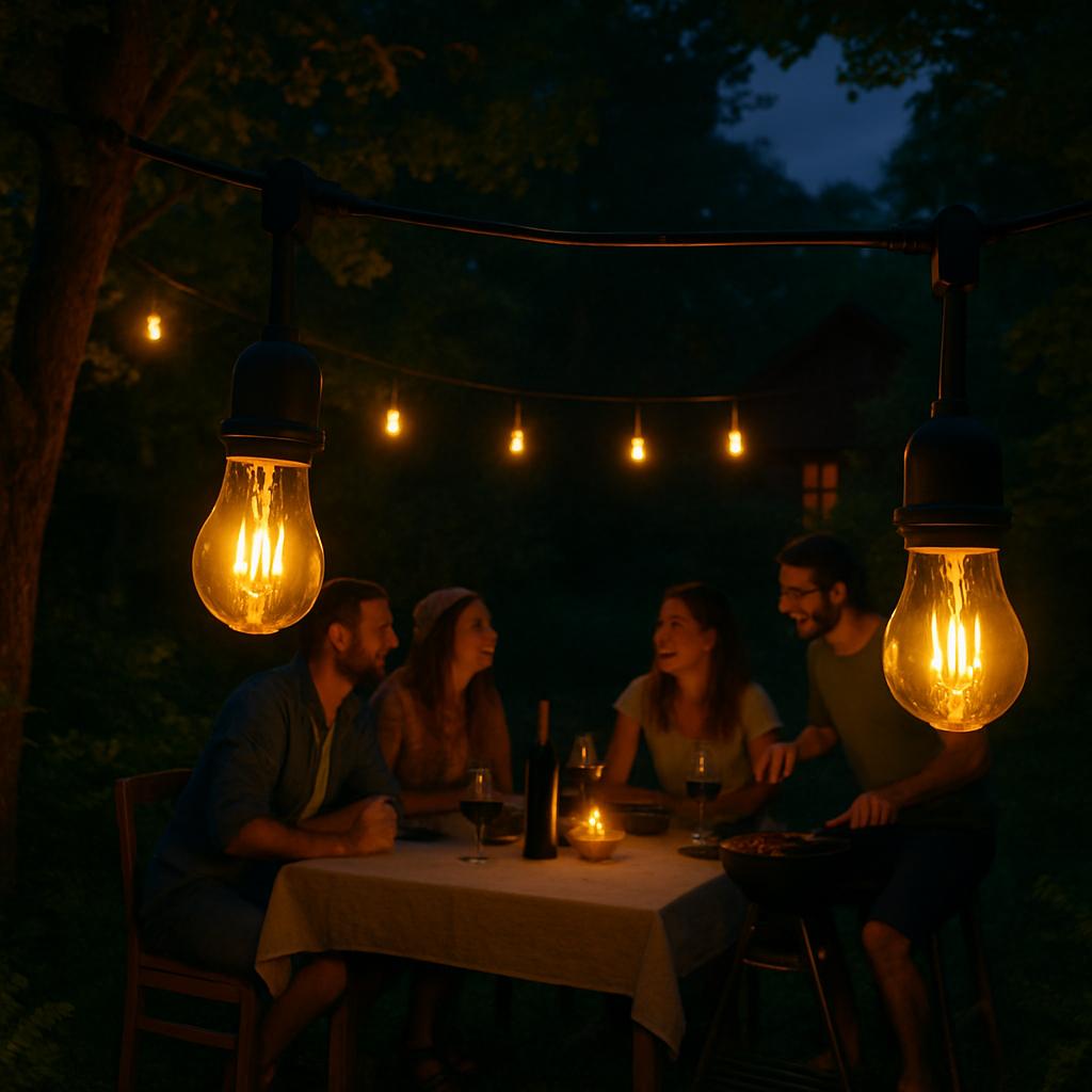 Garden Light Garland 5 X Led Bulb Chain For Balcony Garden 4 M
