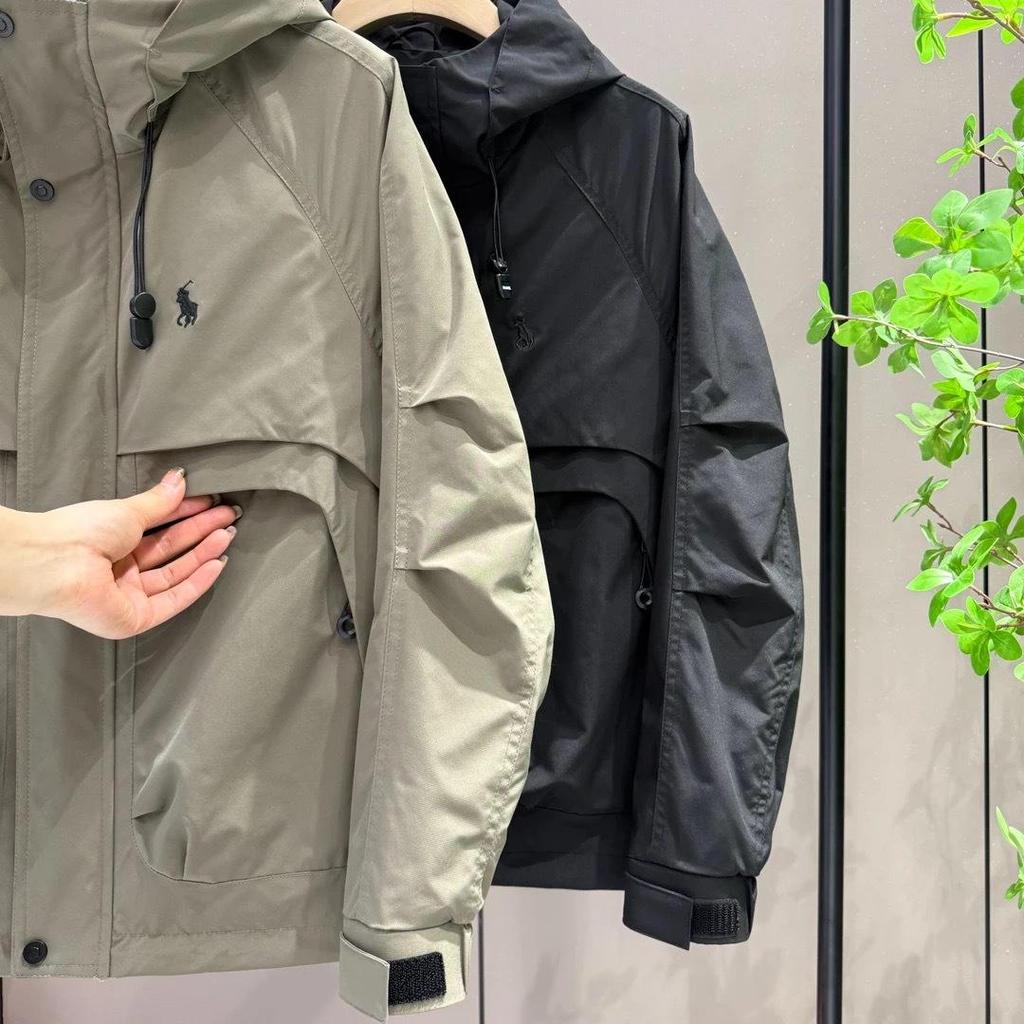 2025 Spring Men's Versatile Hooded Windbreaker Jacket Coat – Trendy Workwear Style for Autumn