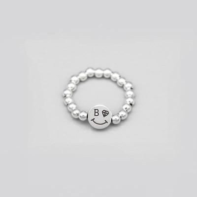 טבעת בוןבו 3 מ"מ כדור כסף סמיילי