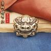 Vintage Brass Tang Lion Wealth Cloth Buckle Beast Face Lion Head Chinese Style Awakening Lion Decorative Buckle for Bags and Lea