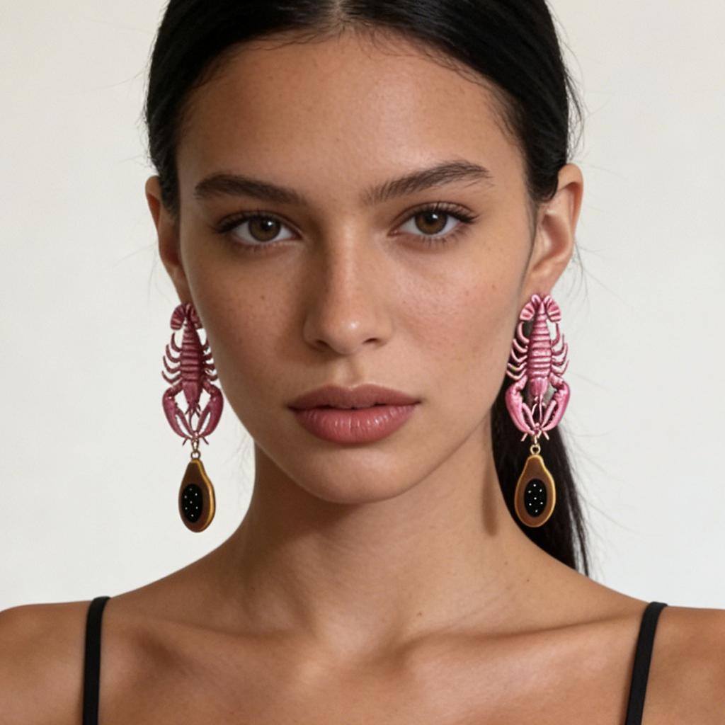 ZA Cross-border Light Luxury Premium Design Sense Ocean Leisure Wind Alloy Animal Lobster Pendant Women's Holiday Versatile Earrings