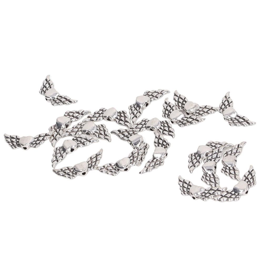 100pcs Zinc Alloy Angel Wing Beads Silver Fairy Wing Charm Beads Wing Charm Beads  DIY Craft