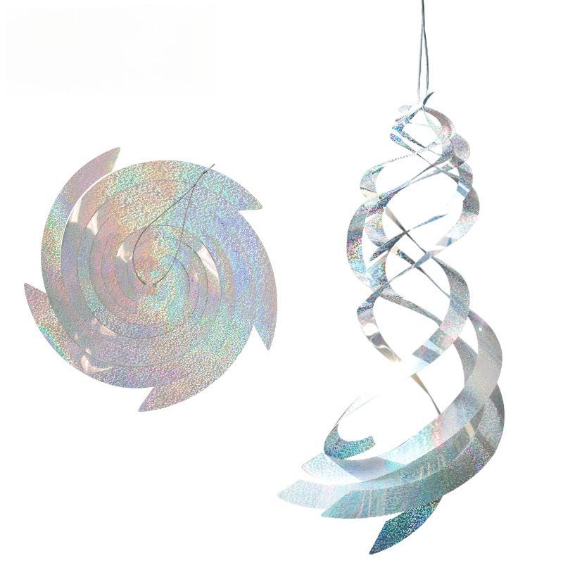 1PC Flash Drive Bird Spiral Reflector-Silver Polyester Film Hanging Garden Bird Repeller Scares Away Woodpecker Pigeons.
