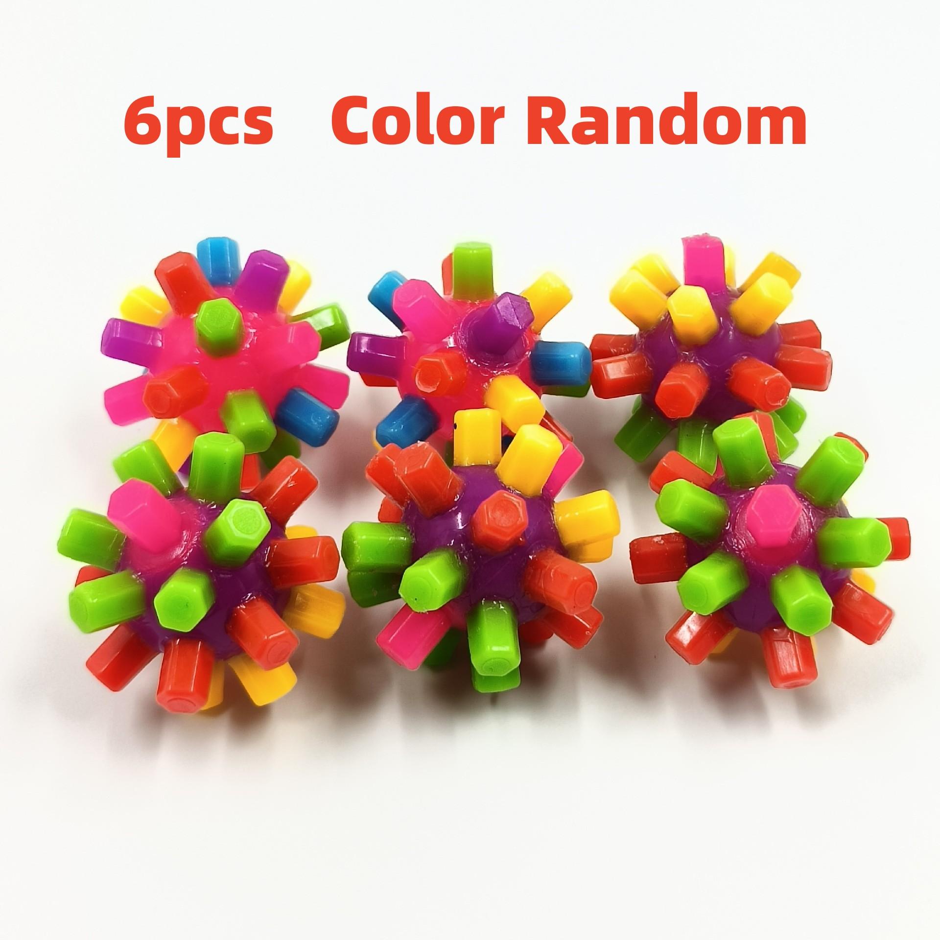 

6Pcs Color Column Ball Sensory Ability Training Puzzle Elastic Rainbow Ball Fun Stress Relief Toy Children S Toy Pet Toy