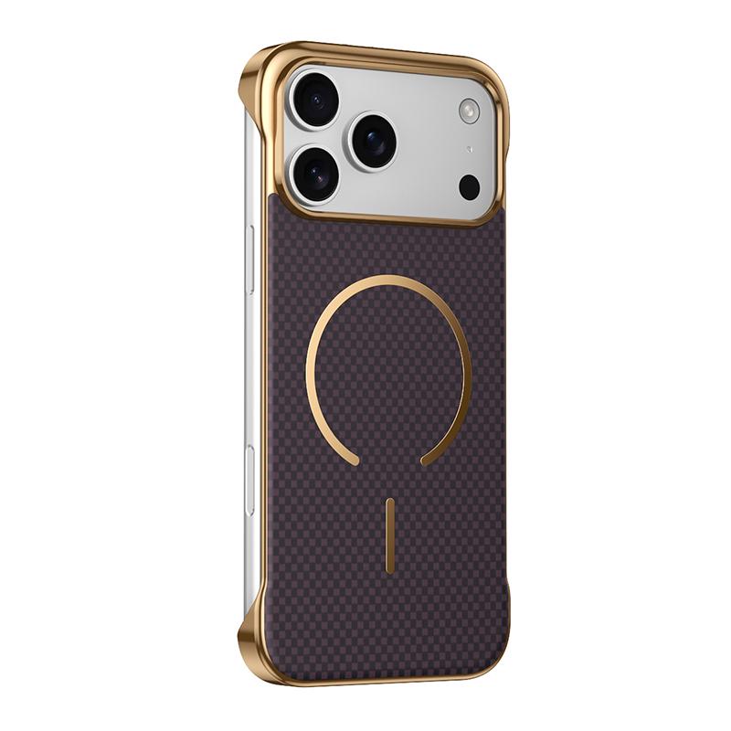 

For Magsafe Magnetic Wireless Charging Frameless Carbon Fiber Shockproof Phone Case For iPhone 17 Pro Max 17 Bumper Back Cover iPhone17 Pro фиолетовый
