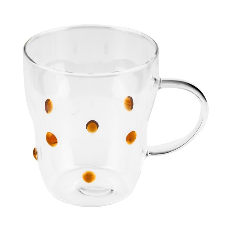 

280 мл Летняя стеклянная кружка для молока, кофе, сока с ручкой, термостойкая, милая, в горошек, кружка для воды, современная кружка, стаканы для питья 280ml