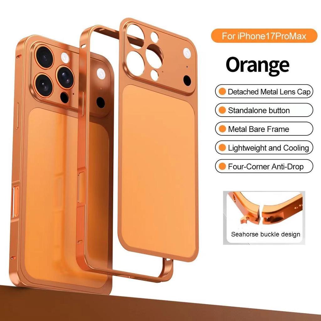 Instantly Transformable Metal Backplate Phone Case for Apple 17 Pro Max 16/15 with Aluminum Alloy Frame, Drop-Proof Protection.