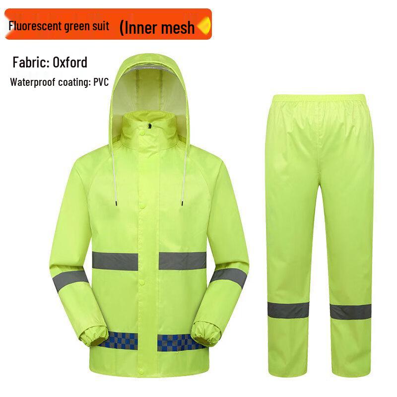 OEING 300D Oxford Fluorescent Green Duty Raincoat Set L-4XL