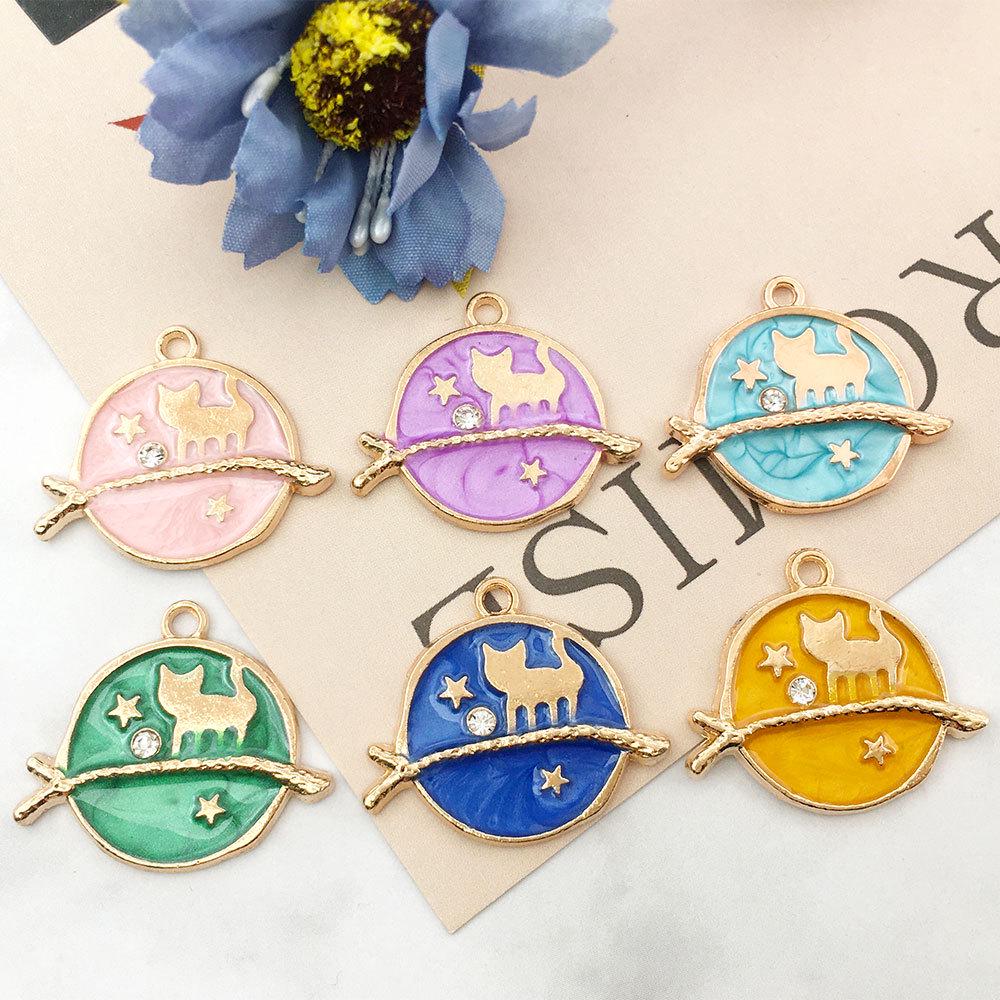 Pendentif Lune Ciel Étoilé: Étoile à cinq branches et goutte d'huile en alliage pour bijoux DIY boucles d'oreilles et collier