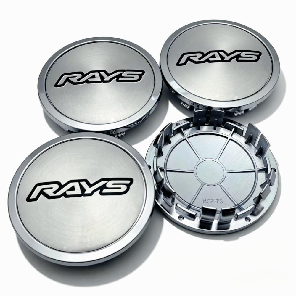 4pcs Rays Logo Emblem Car Wheel Center Caps OD 75MM Clips 65MM Rim Hubcaps Dust Cover Wheels Hub Cap Replacement Car Accessories