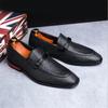 Men's Business Leather Shoes Square Toe Slip-on Buckle Mens Dress Office Formal Shoe Men Fashion Wedding Party Flats