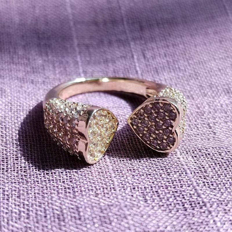 Creativity Heart Shaped Wedding Rings for Women Fashion Gold Color Open Adjustable Ring Exquisite Wedding Engagement Party Jewelry