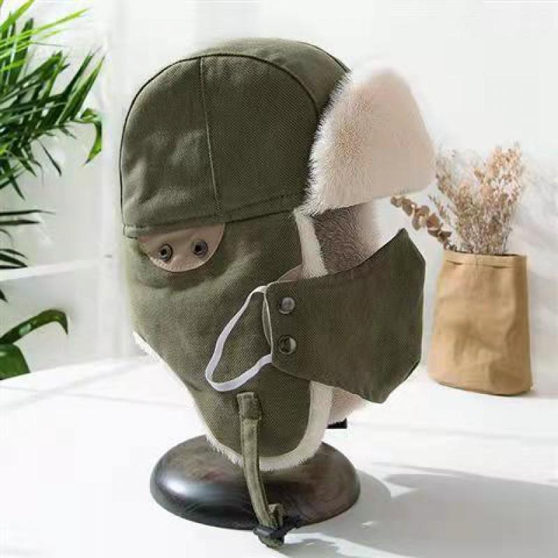Unisex Winter Warm Fleece-Lined Aviator Beanie Hat With Neck Cover Windproof Riding Cap Cold Weather Outdoor Use
