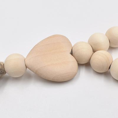 1Pc Log Color Wood Bead Farmhouse Rustic Wall Hanging Hemp Rope Tassel Beaded