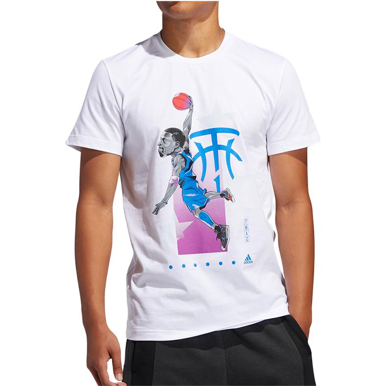 Adidas Tracy McGrady Print Crew Neck Short Sleeve T-Shirt Men Tops White FM4762