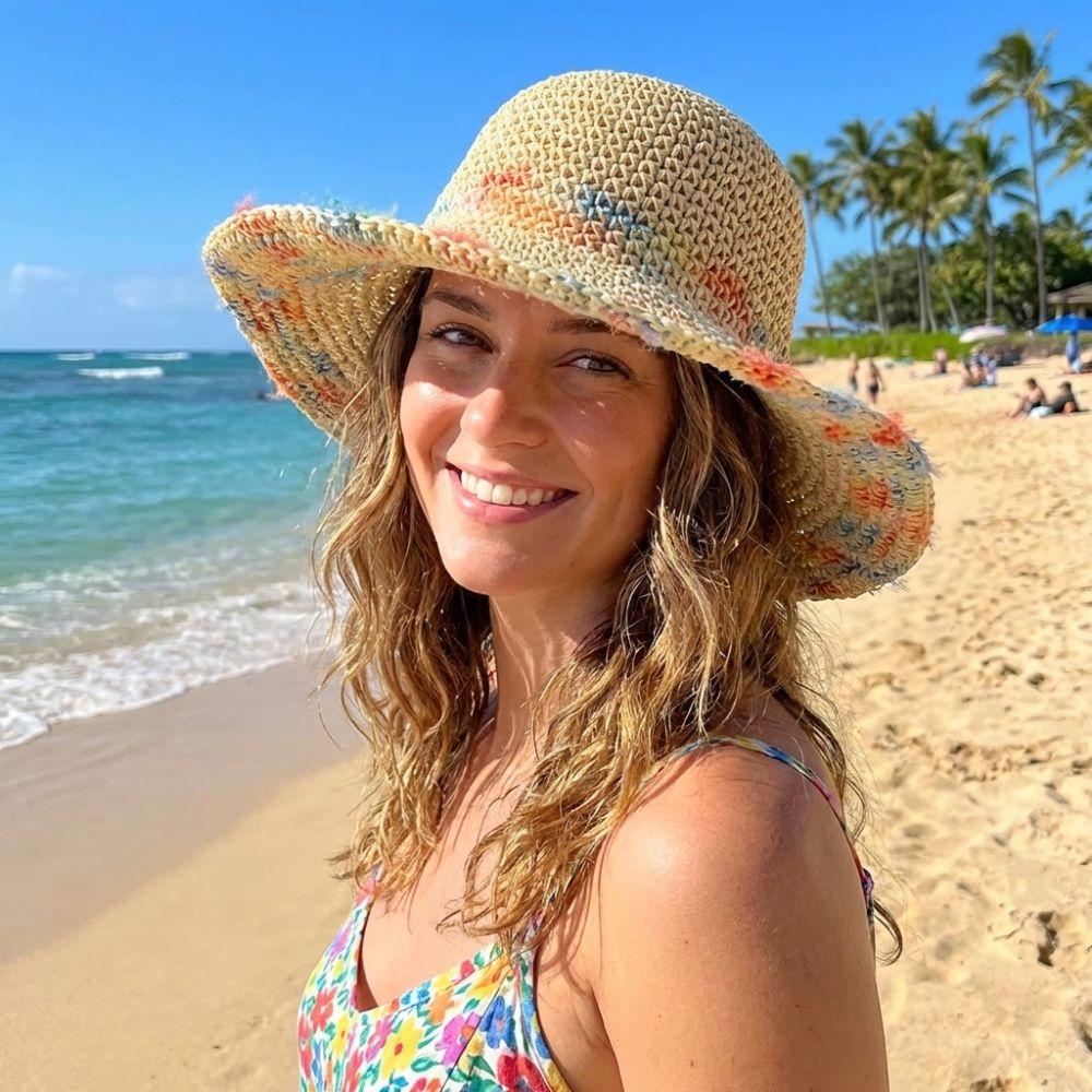 Foldable Weave Bucket Hat Boho UV Protection Cap Casual Beach Hat  Holiday