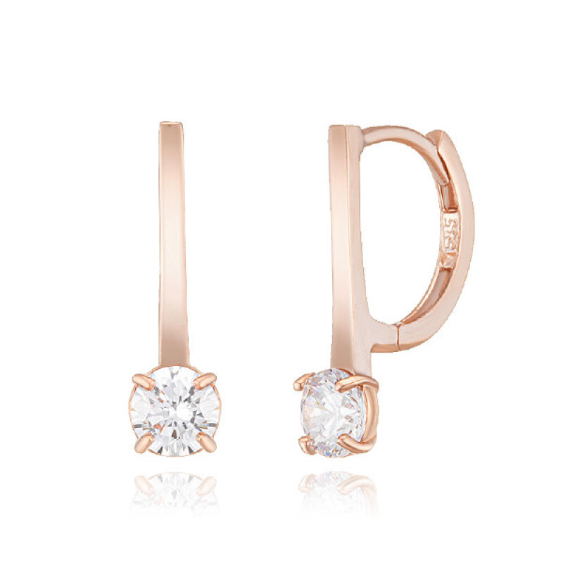 

14K Gold Earrings One-Touch Ring Small Stick BE01006 Pink Gold