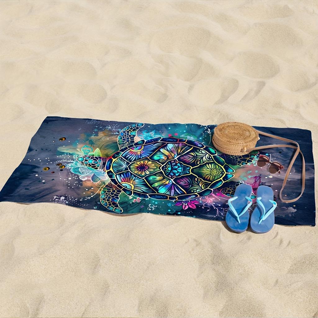 Watercolor Sea Turtle Oversized Beach Towel, Extra Large Pool Swimming Bath Towel for Adults
